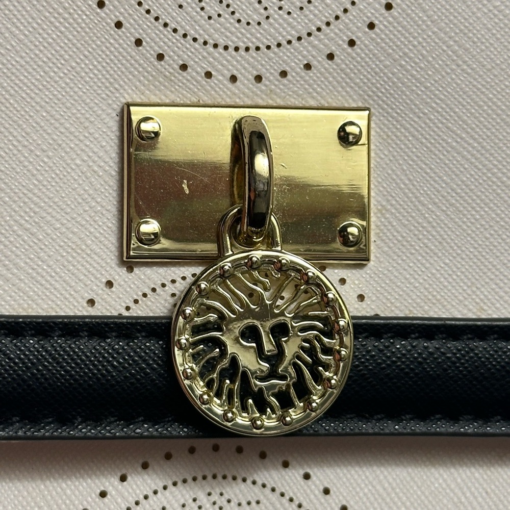 Anne Klein Black and Cream Shoulder Bag with Gold Hardware - Picture 7 of 15